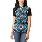 New Zealand Kikorangi Taniko Motifs Women Polo Shirt Maori Poi Dance Costume Inspired