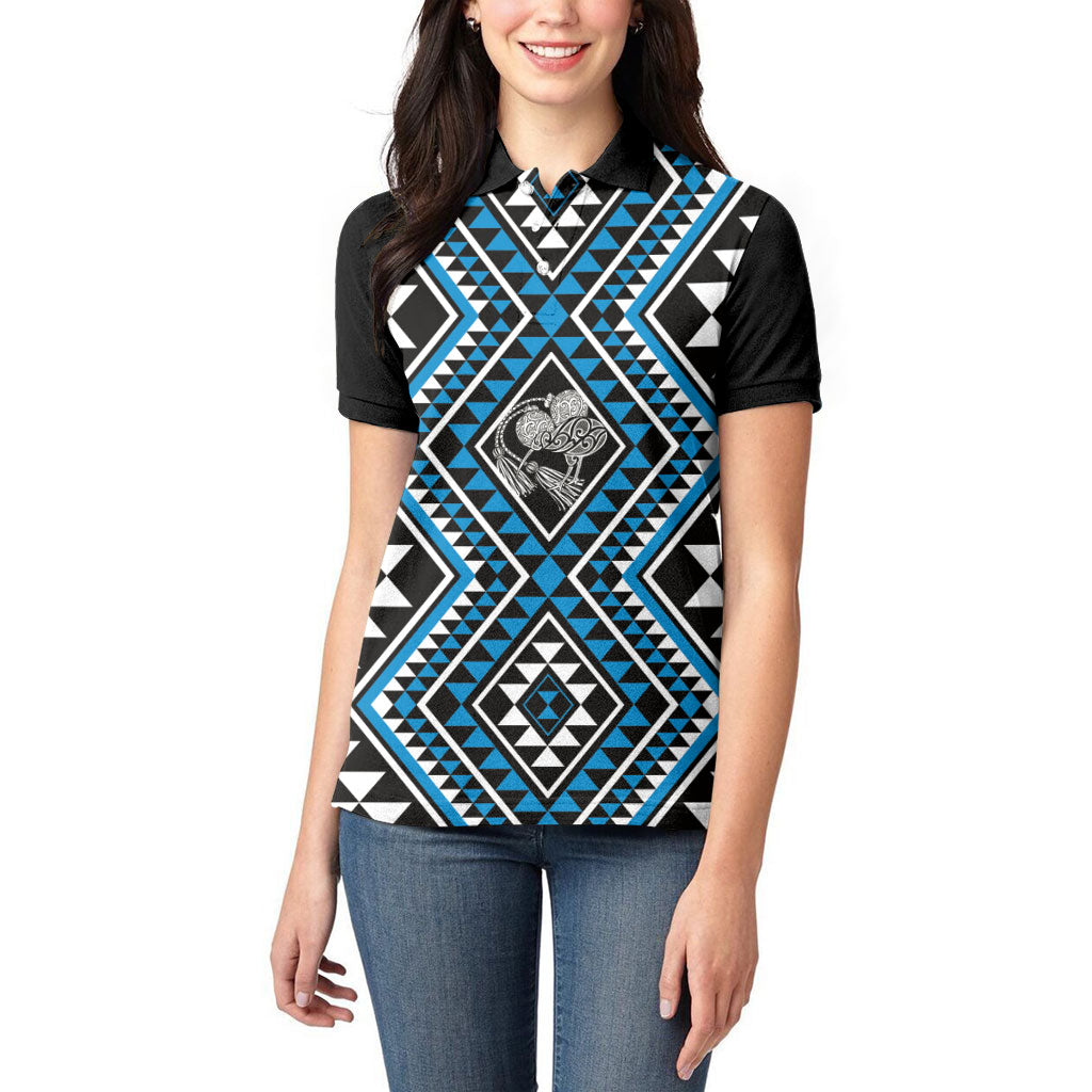 New Zealand Kikorangi Taniko Motifs Women Polo Shirt Maori Poi Dance Costume Inspired