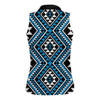 New Zealand Kikorangi Taniko Motifs Women Sleeveless Polo Shirt Maori Poi Dance Costume Inspired