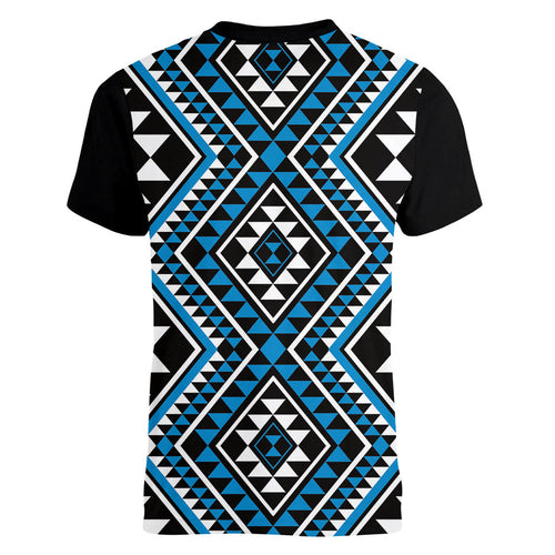 New Zealand Kikorangi Taniko Motifs Women V-Neck T-Shirt Maori Poi Dance Costume Inspired