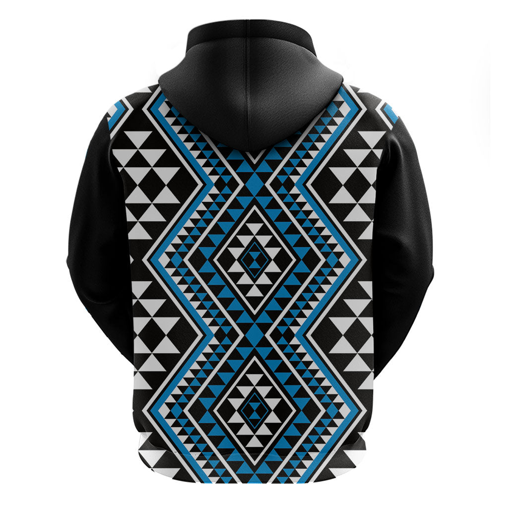 New Zealand Kikorangi Taniko Motifs Zip Hoodie Maori Poi Dance Costume Inspired