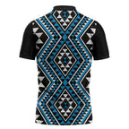 New Zealand Kikorangi Taniko Motifs Zipper Polo Shirt Maori Poi Dance Costume Inspired