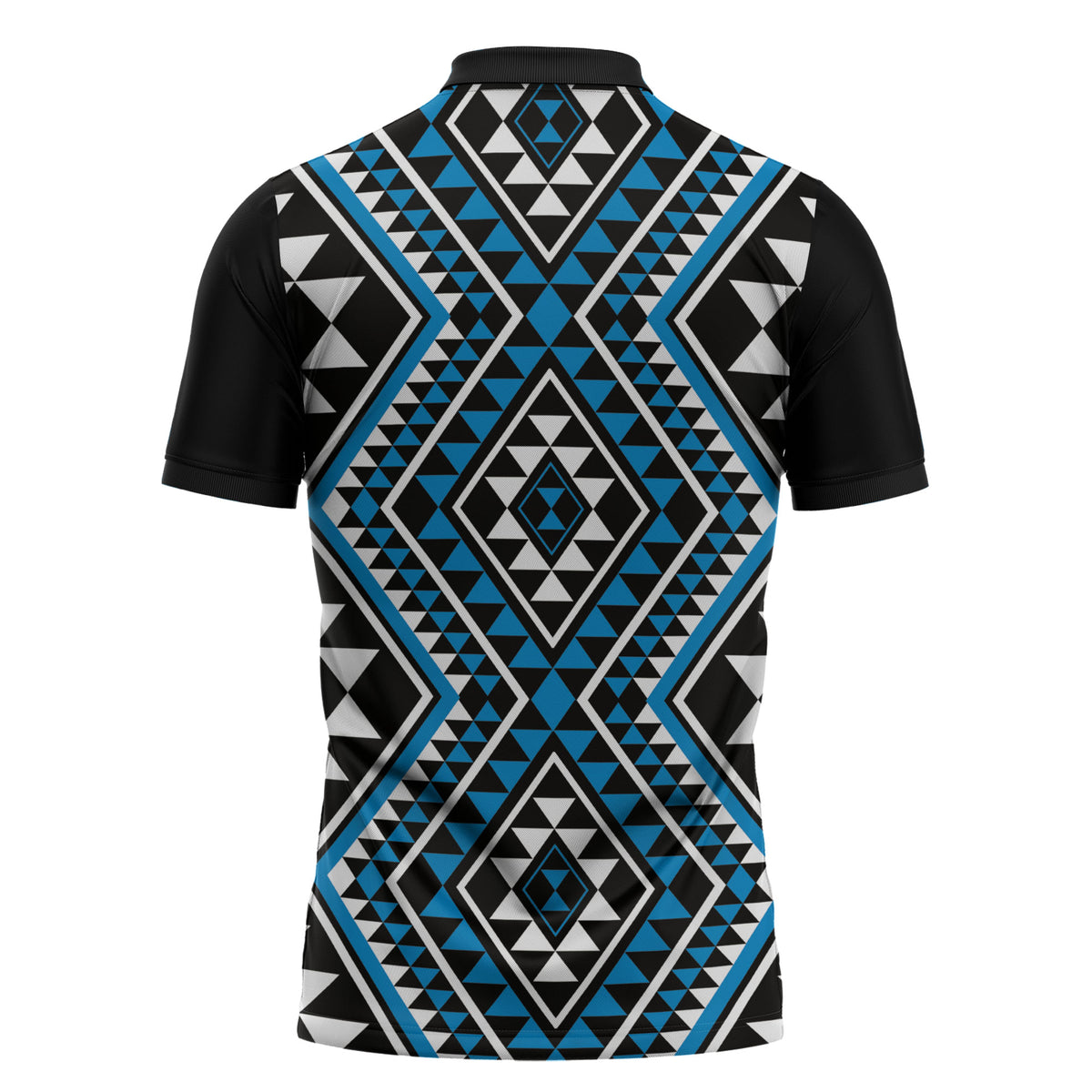 New Zealand Kikorangi Taniko Motifs Zipper Polo Shirt Maori Poi Dance Costume Inspired