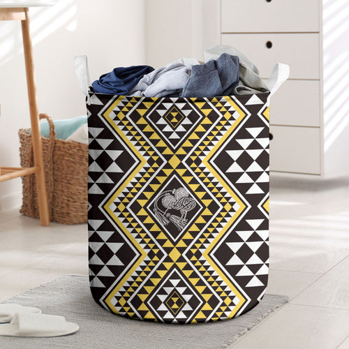 New Zealand Kowhai Taniko Motifs Laundry Basket Maori Poi Dance Costume Inspired