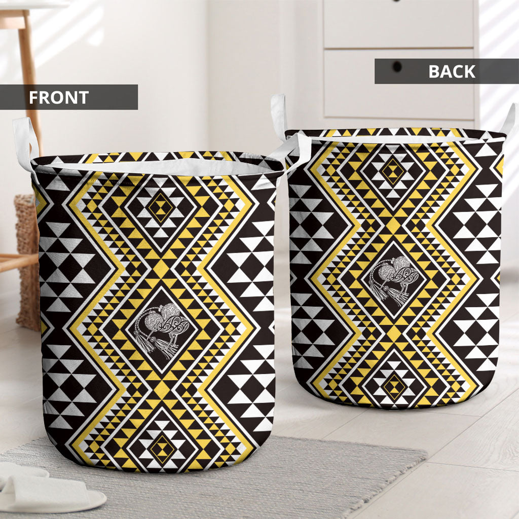 New Zealand Kowhai Taniko Motifs Laundry Basket Maori Poi Dance Costume Inspired