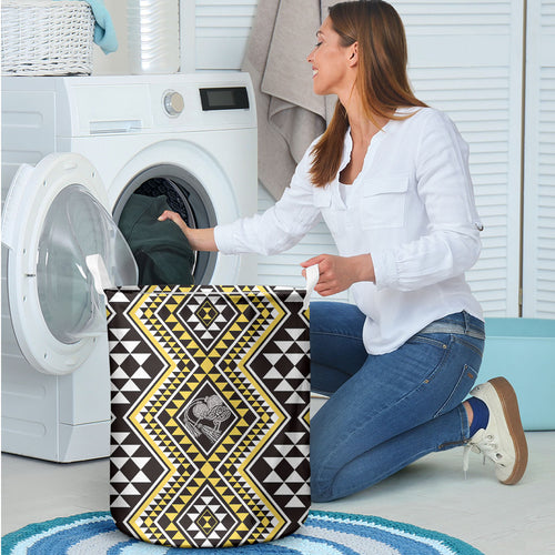New Zealand Kowhai Taniko Motifs Laundry Basket Maori Poi Dance Costume Inspired