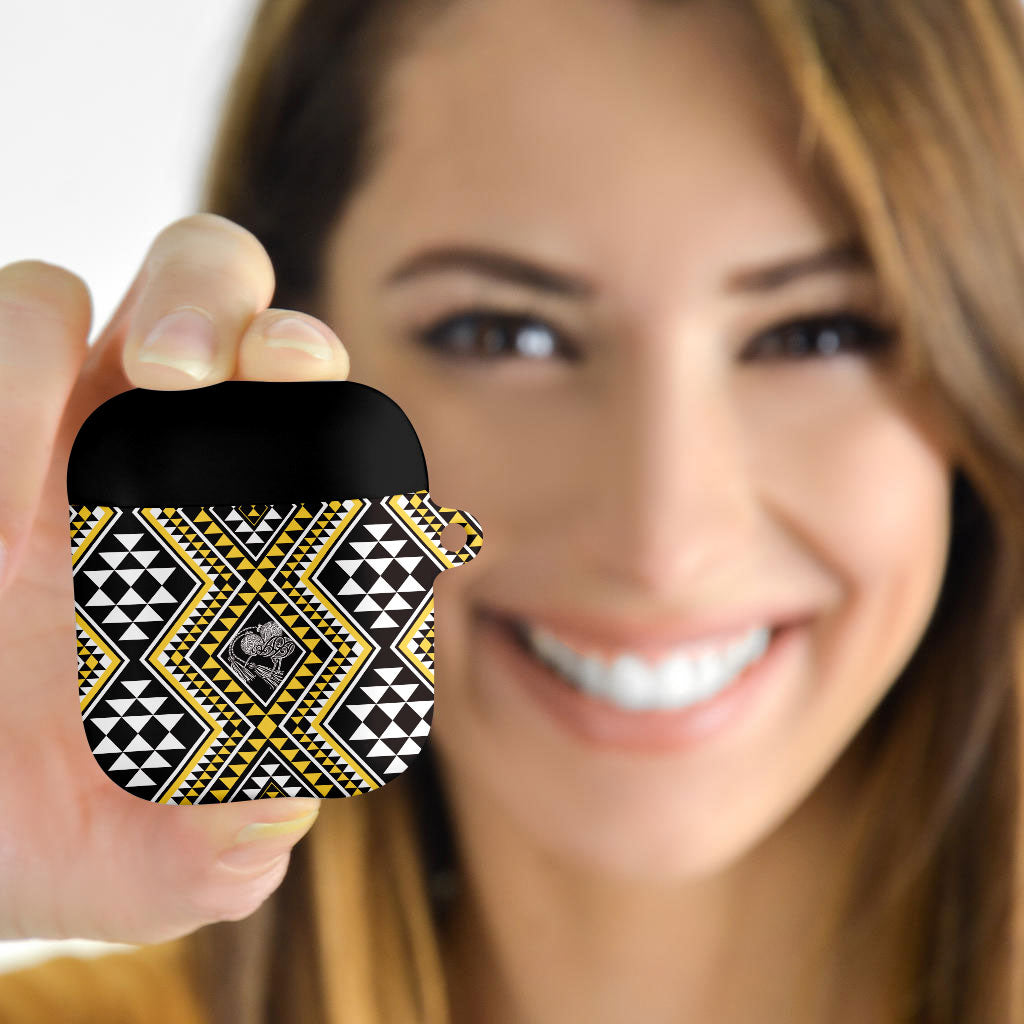 New Zealand Kowhai Taniko Motifs AirPods Case Maori Poi Dance Costume Inspired