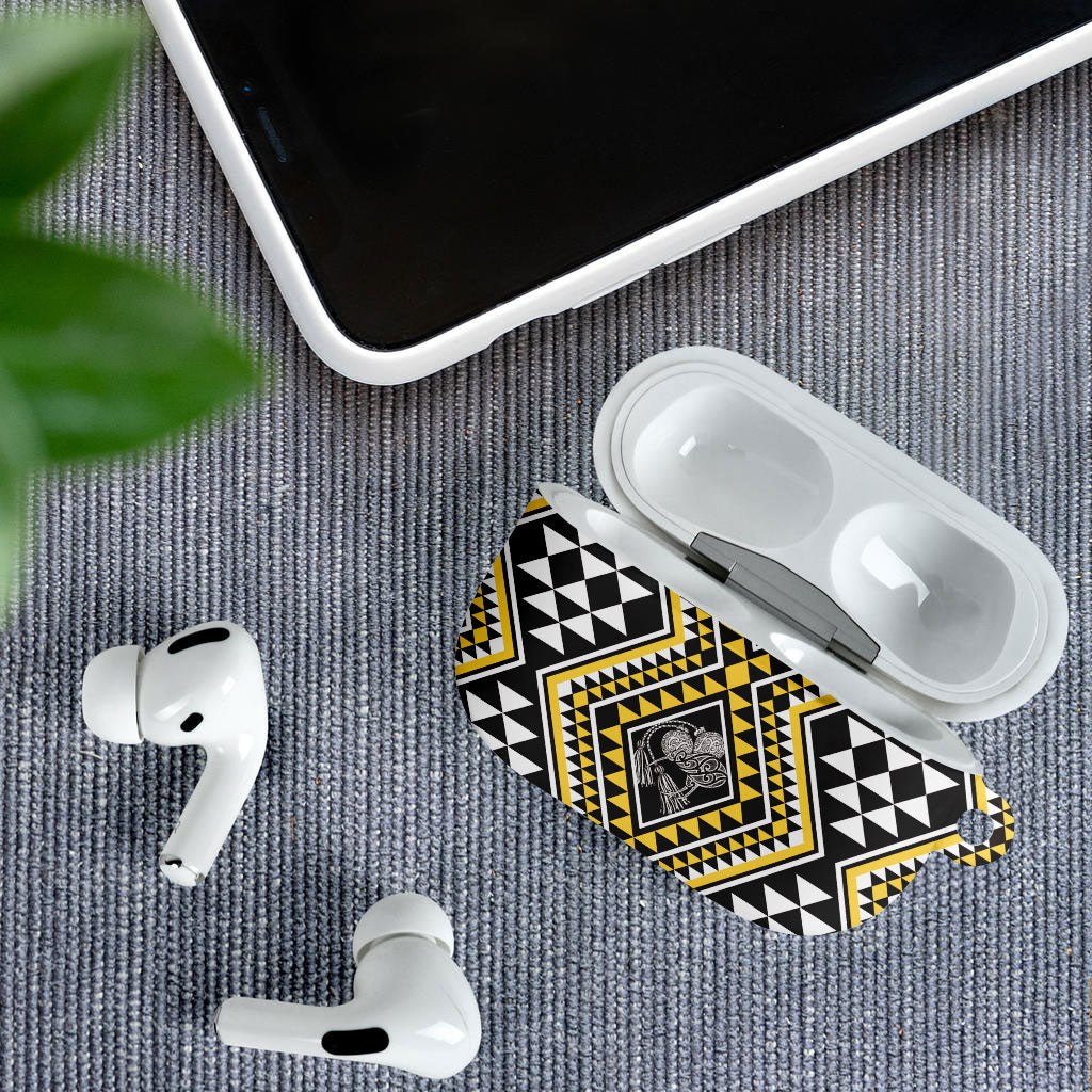 New Zealand Kowhai Taniko Motifs AirPods Case Maori Poi Dance Costume Inspired