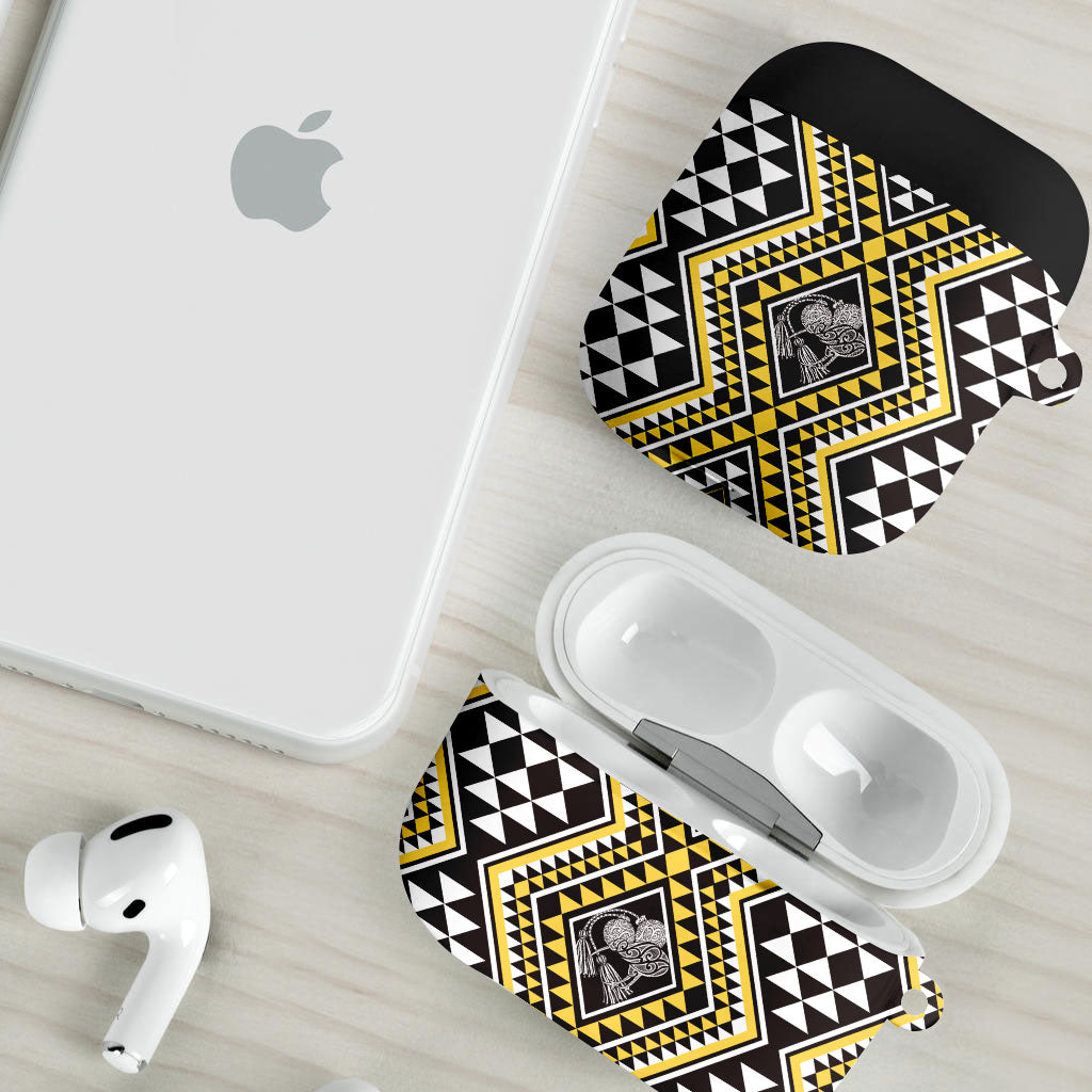 New Zealand Kowhai Taniko Motifs AirPods Case Maori Poi Dance Costume Inspired