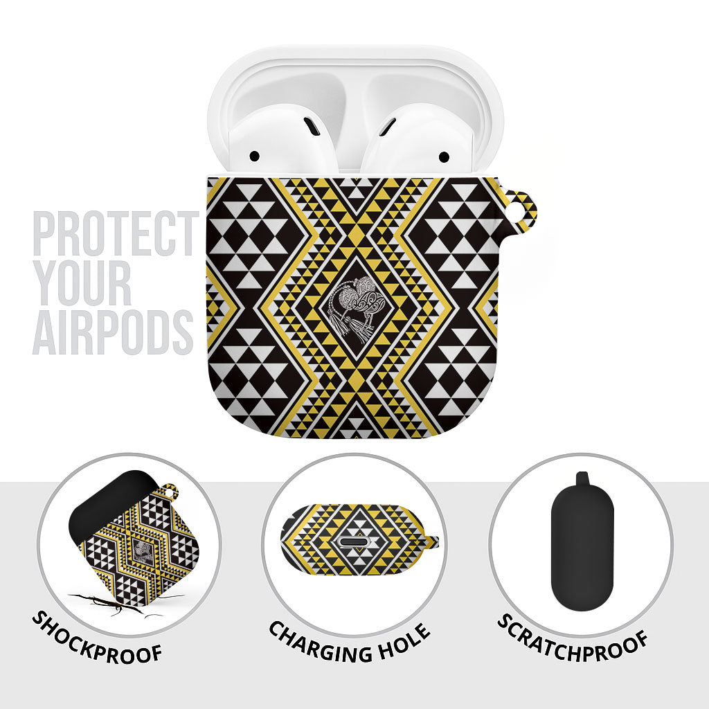 New Zealand Kowhai Taniko Motifs AirPods Case Maori Poi Dance Costume Inspired