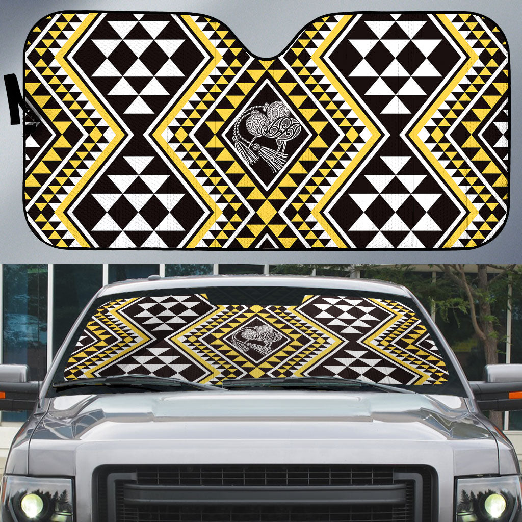 New Zealand Kowhai Taniko Motifs Auto Sun Shade Maori Poi Dance Costume Inspired