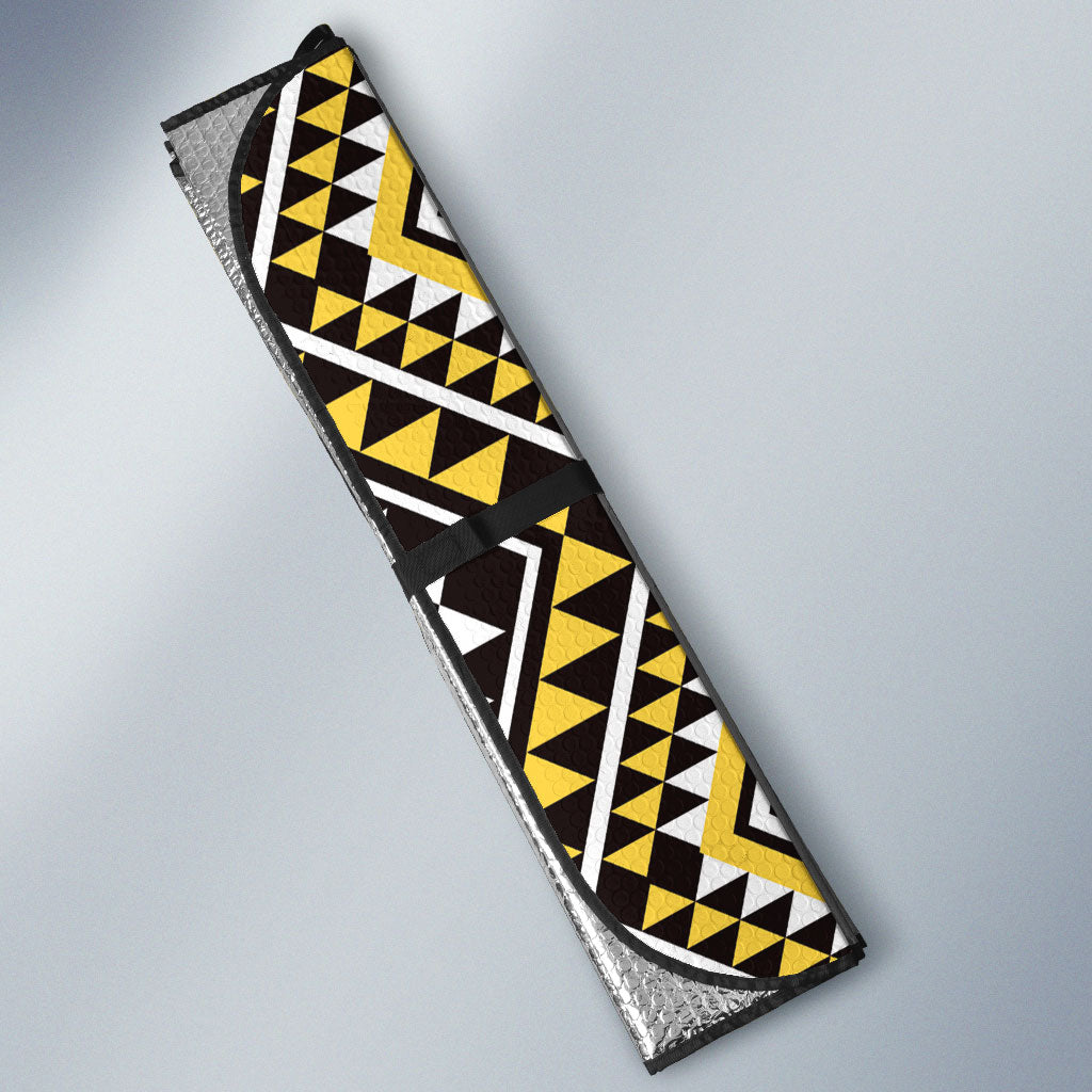 New Zealand Kowhai Taniko Motifs Auto Sun Shade Maori Poi Dance Costume Inspired