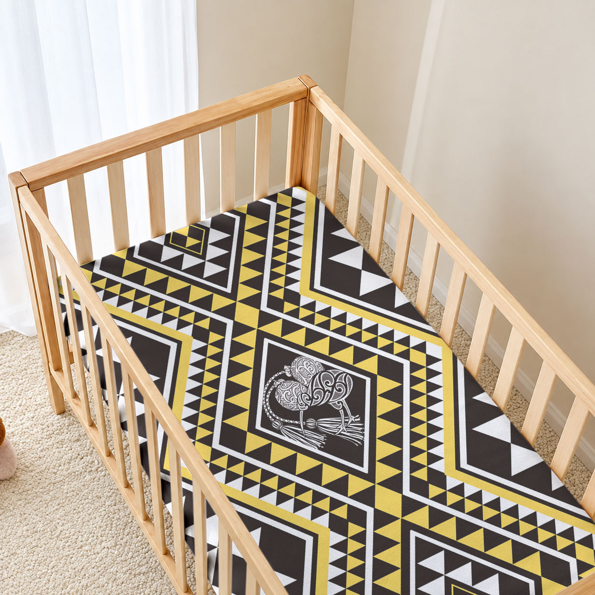 New Zealand Kowhai Taniko Motifs Baby Bed Cover Maori Poi Dance Costume Inspired