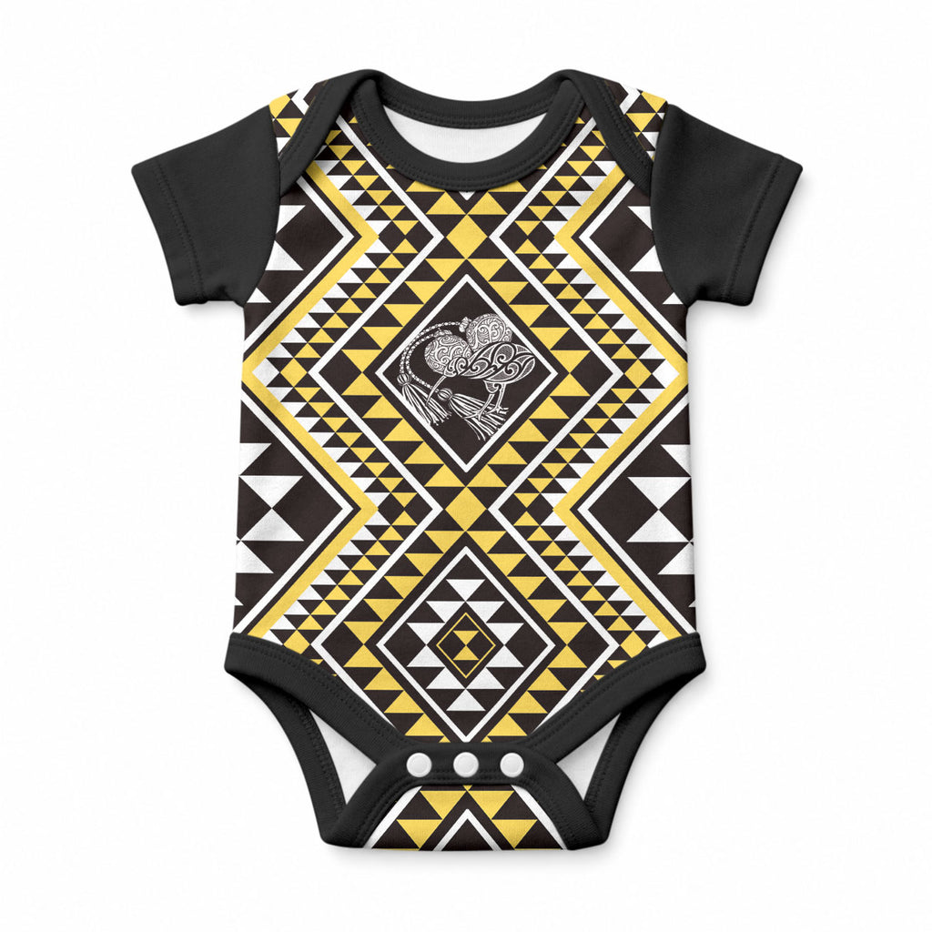 New Zealand Kowhai Taniko Motifs Baby Onesie Maori Poi Dance Costume Inspired