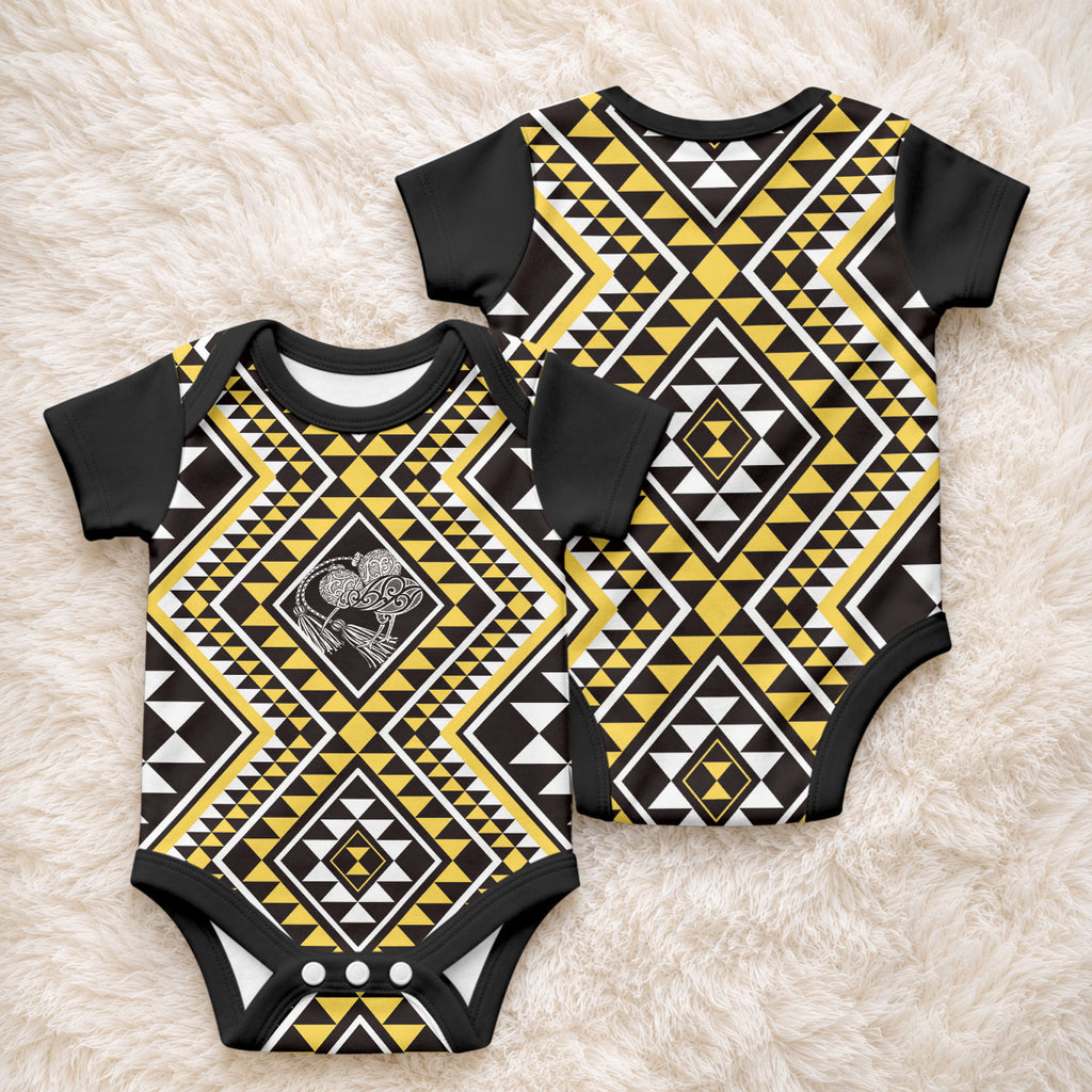 New Zealand Kowhai Taniko Motifs Baby Onesie Maori Poi Dance Costume Inspired