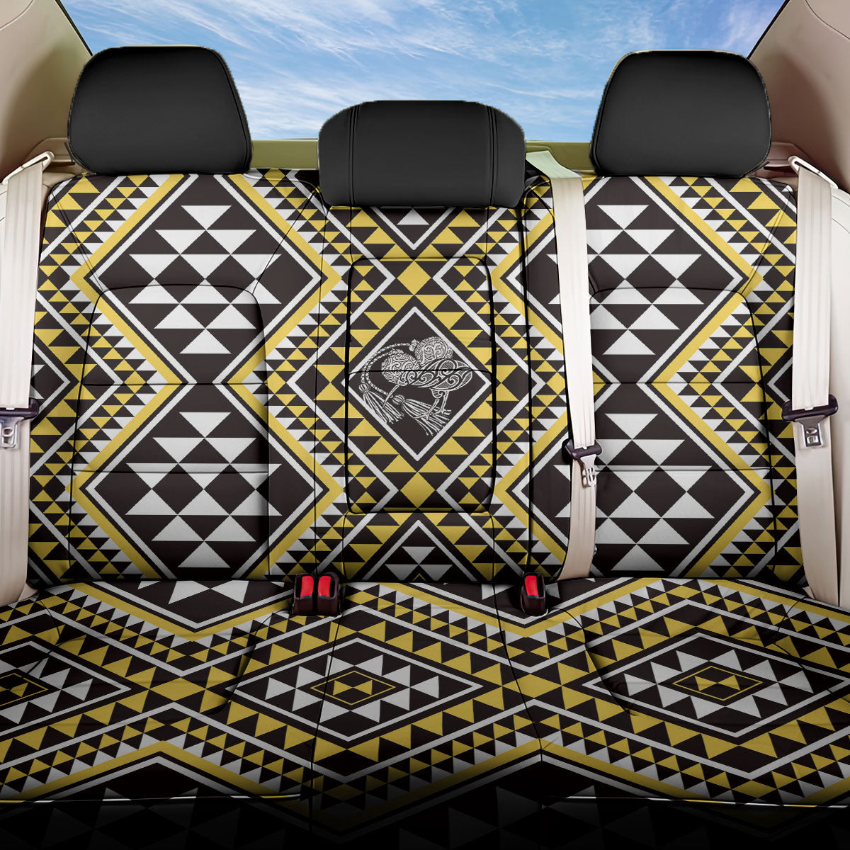 New Zealand Kowhai Taniko Motifs Back Car Seat Cover Maori Poi Dance Costume Inspired