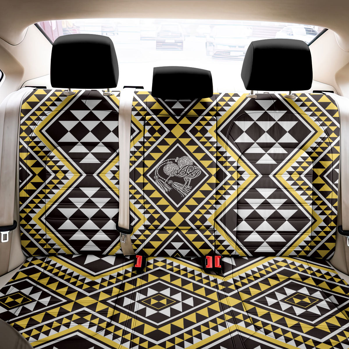 New Zealand Kowhai Taniko Motifs Back Car Seat Cover Maori Poi Dance Costume Inspired