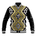 New Zealand Kowhai Taniko Motifs Baseball Jacket Maori Poi Dance Costume Inspired