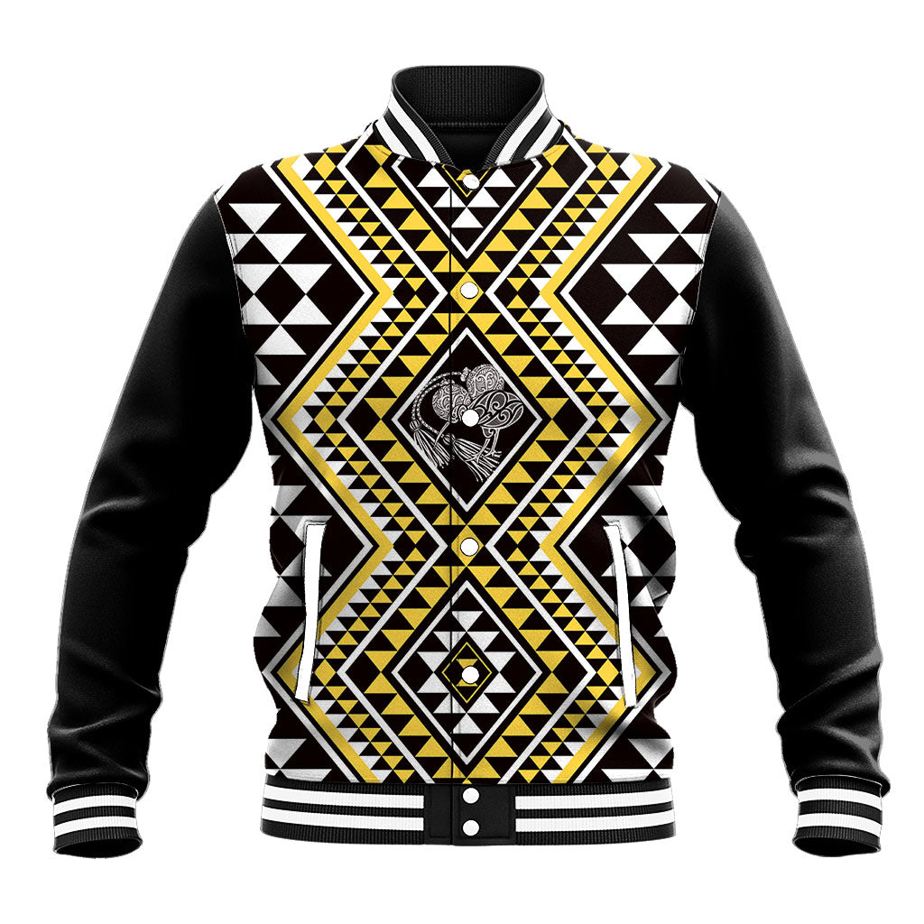 New Zealand Kowhai Taniko Motifs Baseball Jacket Maori Poi Dance Costume Inspired