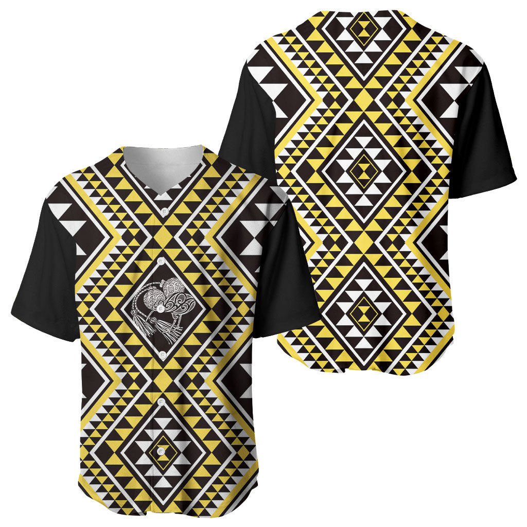 New Zealand Kowhai Taniko Motifs Baseball Jersey Maori Poi Dance Costume Inspired