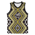 New Zealand Kowhai Taniko Motifs Basketball Jersey Maori Poi Dance Costume Inspired