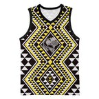 New Zealand Kowhai Taniko Motifs Basketball Jersey Maori Poi Dance Costume Inspired