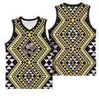 New Zealand Kowhai Taniko Motifs Basketball Jersey Maori Poi Dance Costume Inspired
