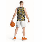 New Zealand Kowhai Taniko Motifs Basketball Jersey Maori Poi Dance Costume Inspired