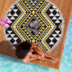 New Zealand Kowhai Taniko Motifs Beach Blanket Maori Poi Dance Costume Inspired