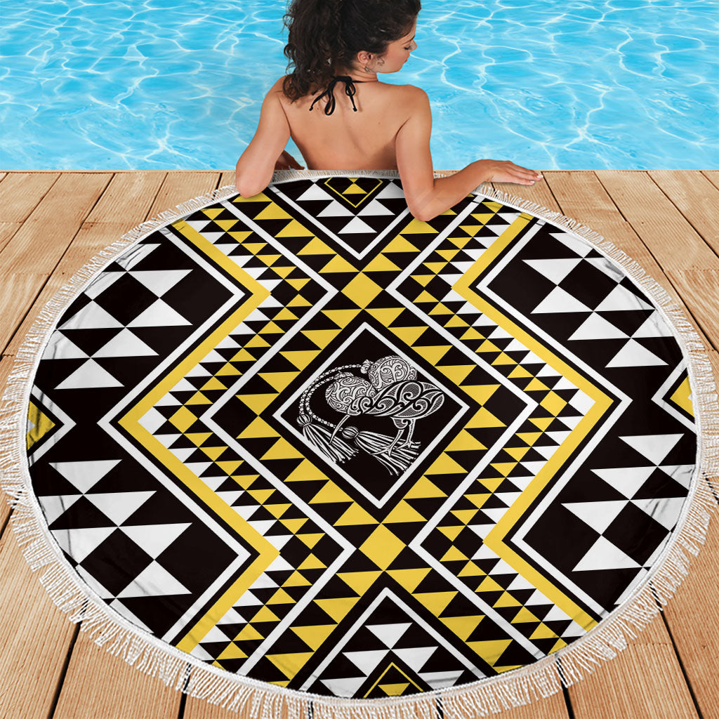 New Zealand Kowhai Taniko Motifs Beach Blanket Maori Poi Dance Costume Inspired