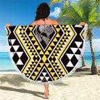 New Zealand Kowhai Taniko Motifs Beach Blanket Maori Poi Dance Costume Inspired