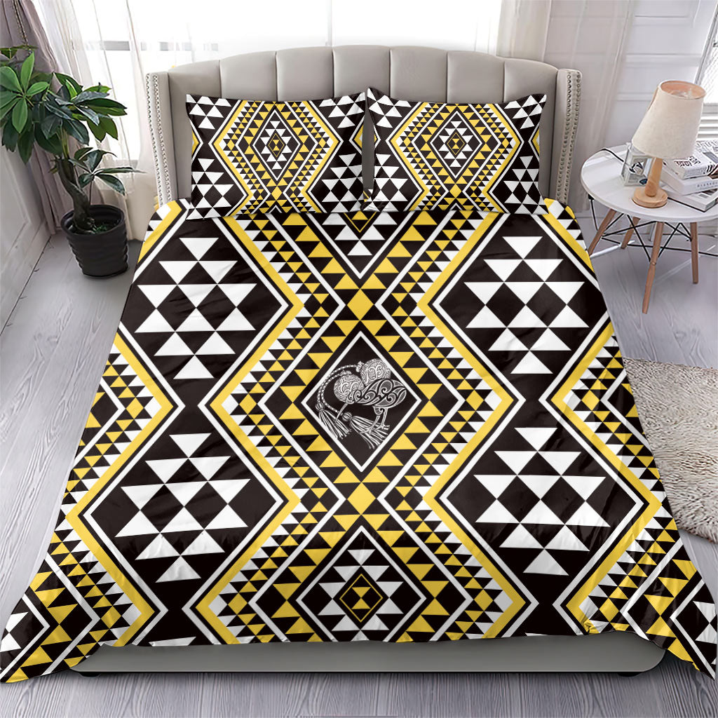 New Zealand Kowhai Taniko Motifs Bedding Set Maori Poi Dance Costume Inspired