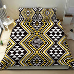 New Zealand Kowhai Taniko Motifs Bedding Set Maori Poi Dance Costume Inspired