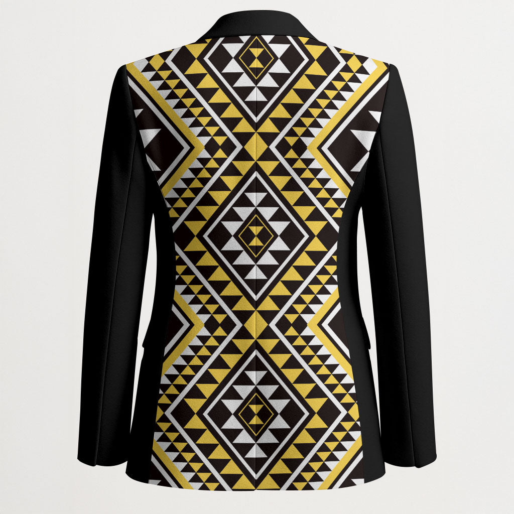 New Zealand Kowhai Taniko Motifs Blazer Maori Poi Dance Costume Inspired