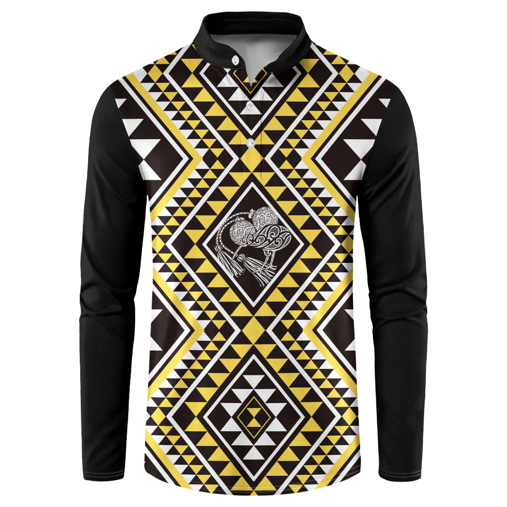 New Zealand Kowhai Taniko Motifs Button Sweatshirt Maori Poi Dance Costume Inspired