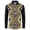 New Zealand Kowhai Taniko Motifs Button Sweatshirt Maori Poi Dance Costume Inspired