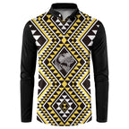 New Zealand Kowhai Taniko Motifs Button Sweatshirt Maori Poi Dance Costume Inspired
