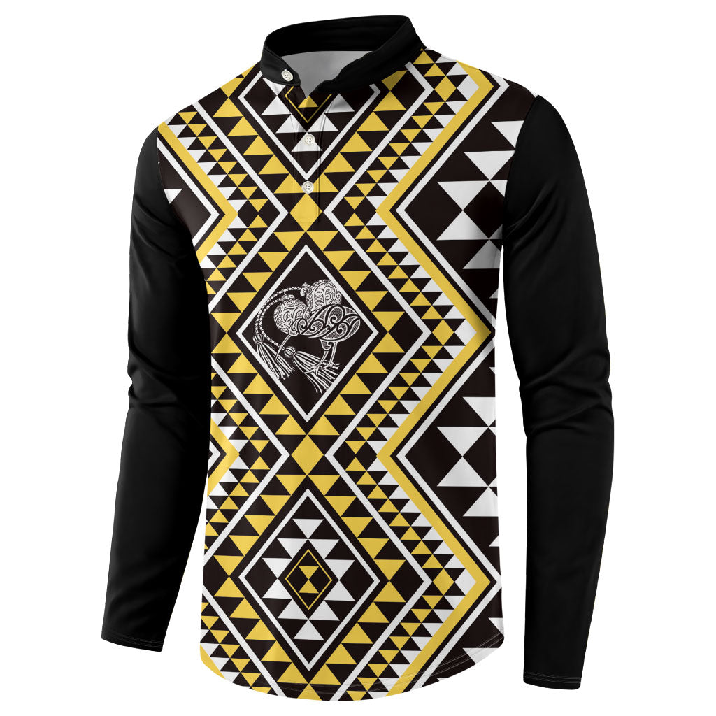 New Zealand Kowhai Taniko Motifs Button Sweatshirt Maori Poi Dance Costume Inspired
