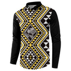 New Zealand Kowhai Taniko Motifs Button Sweatshirt Maori Poi Dance Costume Inspired