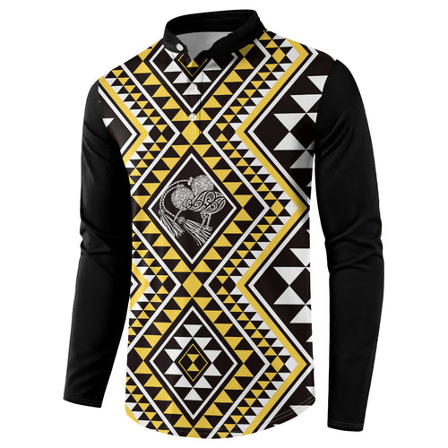 New Zealand Kowhai Taniko Motifs Button Sweatshirt Maori Poi Dance Costume Inspired