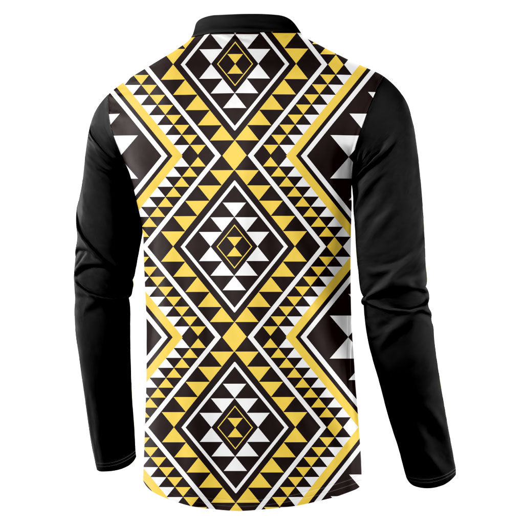 New Zealand Kowhai Taniko Motifs Button Sweatshirt Maori Poi Dance Costume Inspired