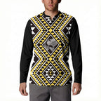 New Zealand Kowhai Taniko Motifs Button Sweatshirt Maori Poi Dance Costume Inspired