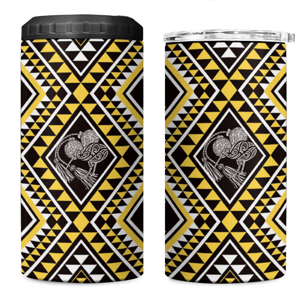 New Zealand Kowhai Taniko Motifs 4 in 1 Can Cooler Tumbler Maori Poi Dance Costume Inspired