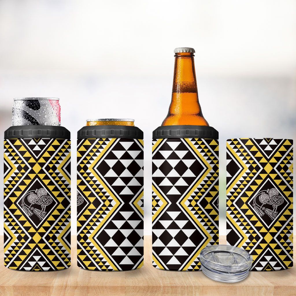 New Zealand Kowhai Taniko Motifs 4 in 1 Can Cooler Tumbler Maori Poi Dance Costume Inspired