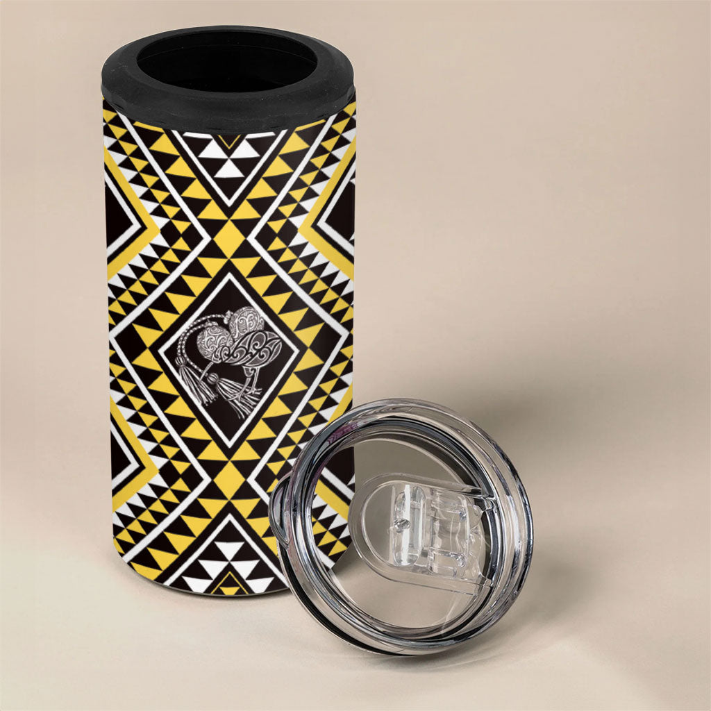 New Zealand Kowhai Taniko Motifs 4 in 1 Can Cooler Tumbler Maori Poi Dance Costume Inspired