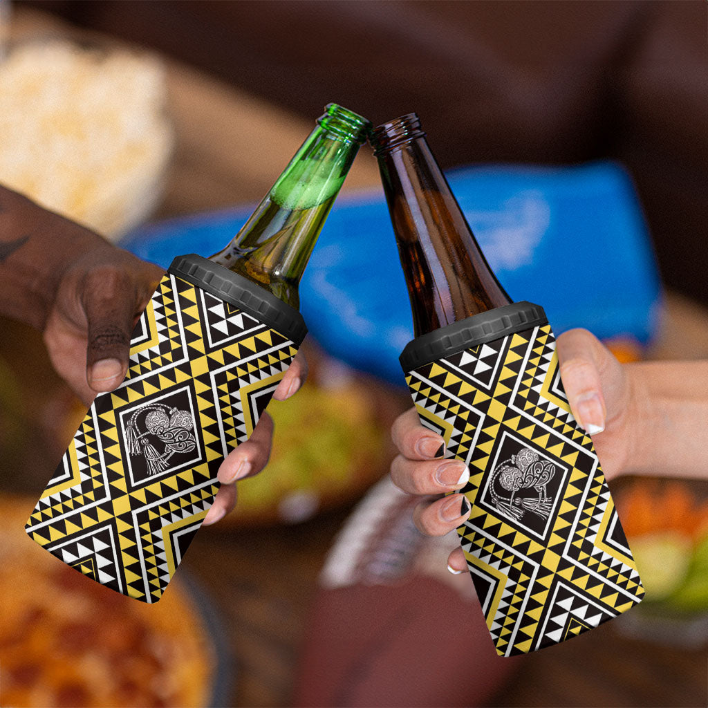 New Zealand Kowhai Taniko Motifs 4 in 1 Can Cooler Tumbler Maori Poi Dance Costume Inspired