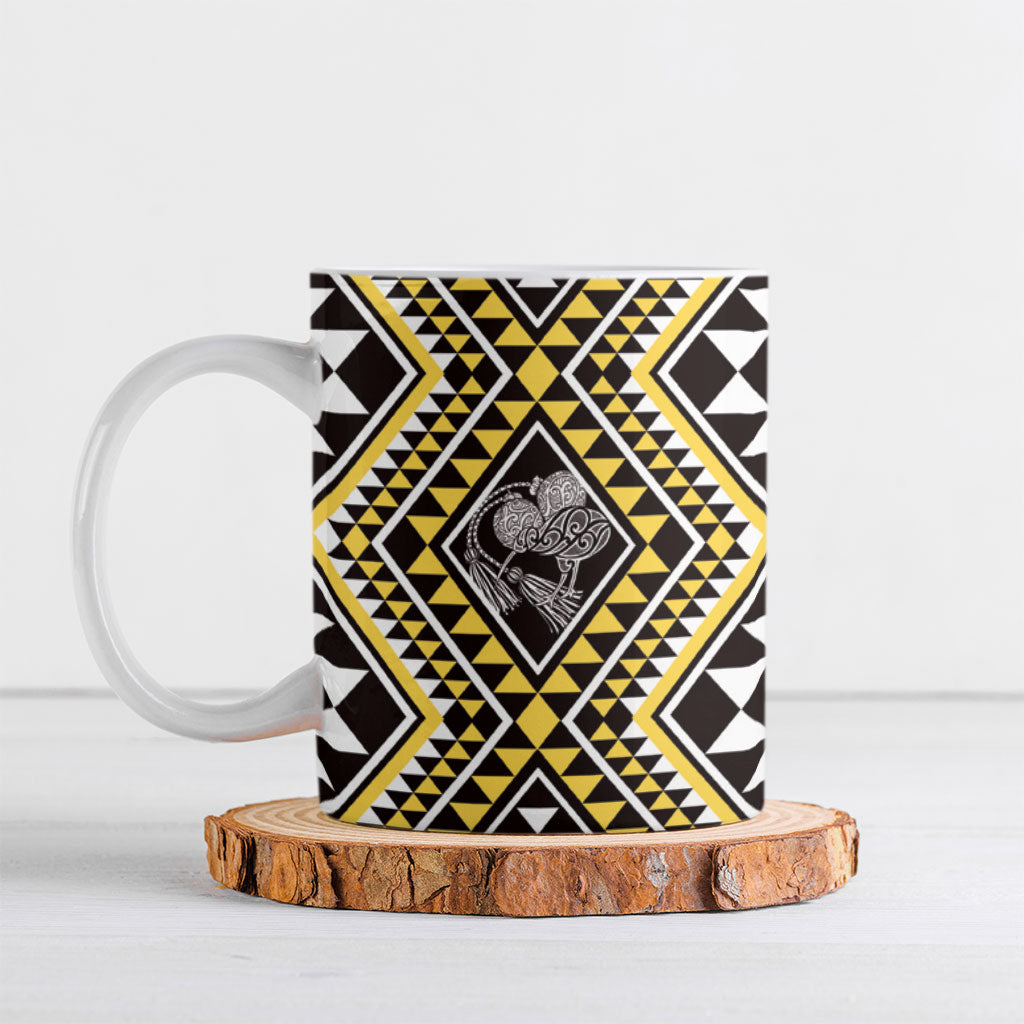 New Zealand Kowhai Taniko Motifs Ceramic Mug Maori Poi Dance Costume Inspired