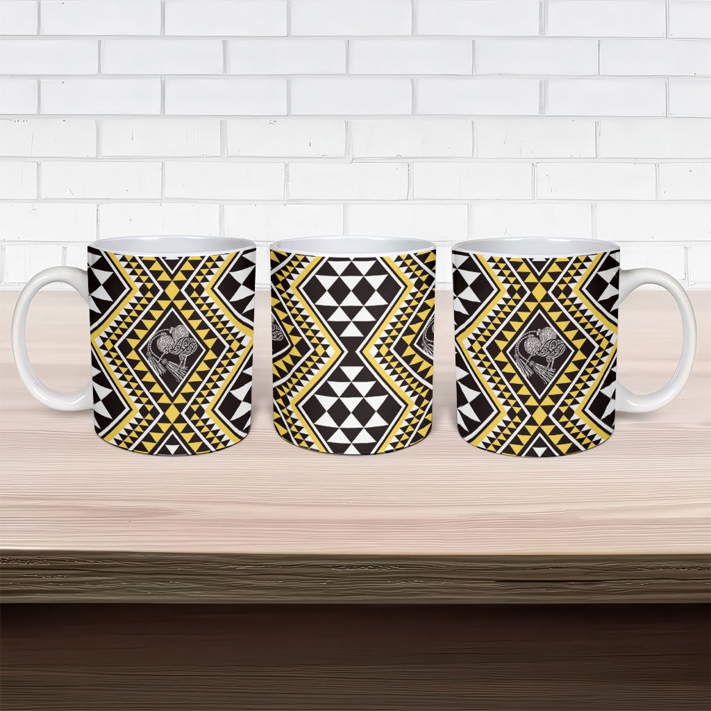 New Zealand Kowhai Taniko Motifs Ceramic Mug Maori Poi Dance Costume Inspired