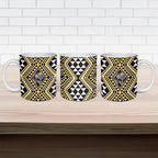 New Zealand Kowhai Taniko Motifs Ceramic Mug Maori Poi Dance Costume Inspired