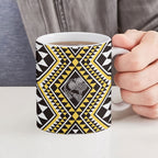 New Zealand Kowhai Taniko Motifs Ceramic Mug Maori Poi Dance Costume Inspired